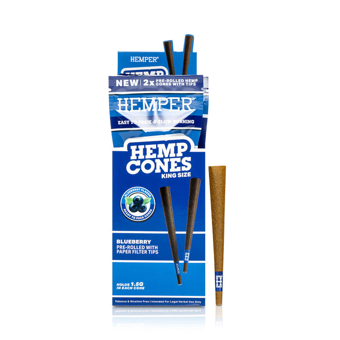 Pre-Rolled King Size Paper Tip Hemp Cones | 2PK Blueberry