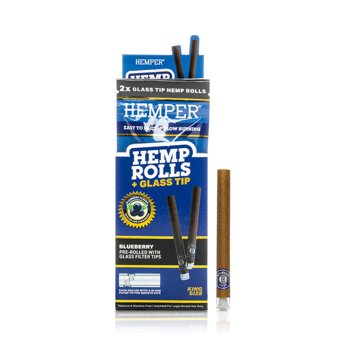 Pre-Rolled King Size Glass Tipped Hemp Rolls | 2PK Blueberry