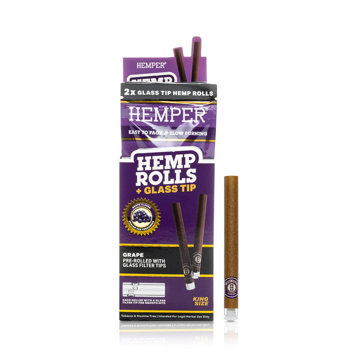 Pre-Rolled King Size Glass Tipped Hemp Rolls | 2PK Grape
