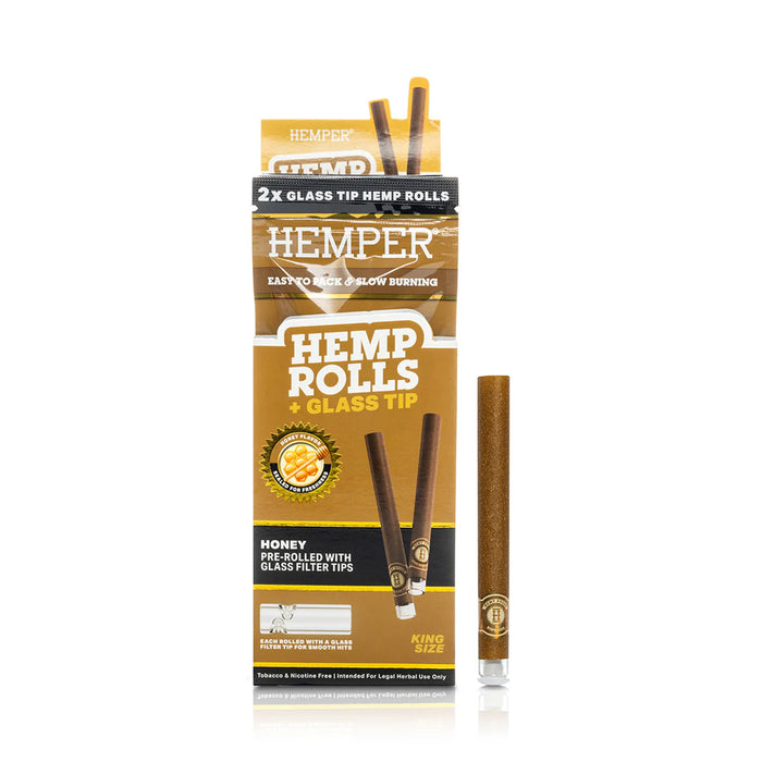 Pre-Rolled King Size Glass Tipped Hemp Rolls | 2PK Honey