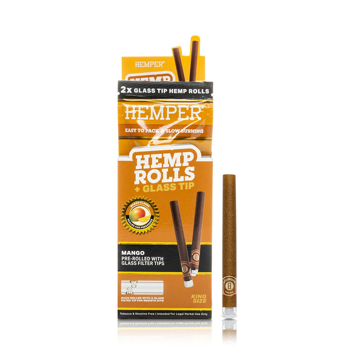 Pre-Rolled King Size Glass Tipped Hemp Rolls | 2PK Mango